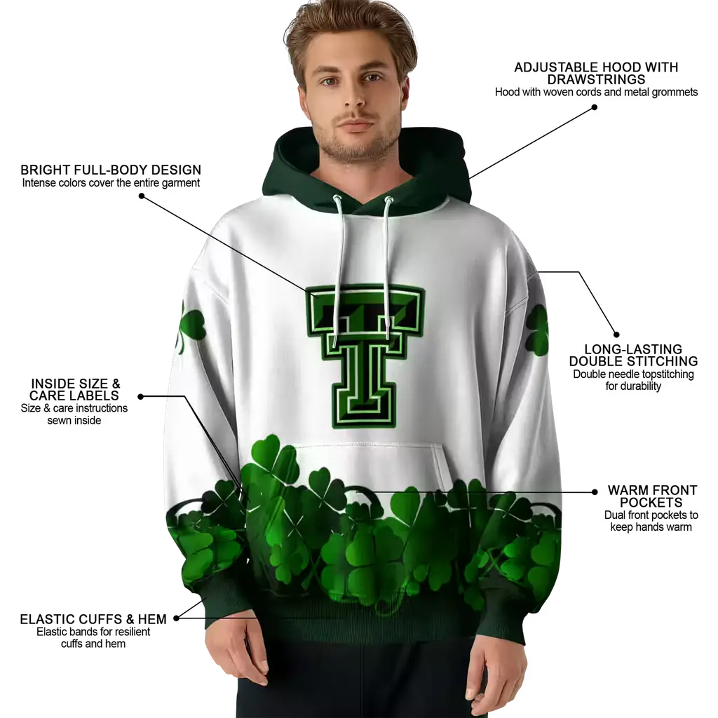 texas tech red raiders lucky motif white green hoodie latest model texas tech red raiders lucky motif white green hoodie latest model