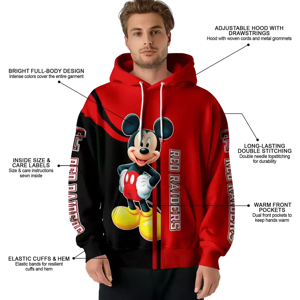 texas tech red raiders mickey mouse red black hoodie latest model texas tech red raiders mickey mouse red black hoodie latest model