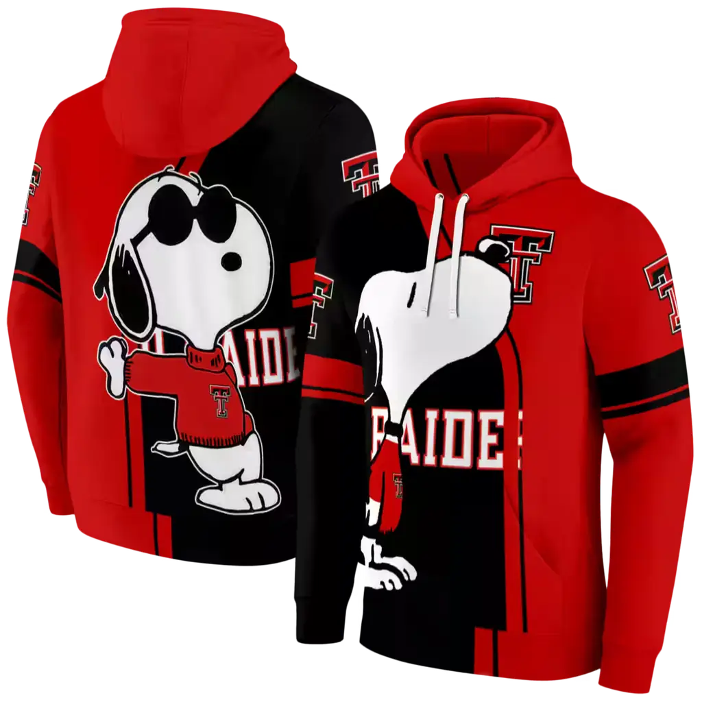 texas tech red raiders playful snoopy red hoodie fashion forward texas tech red raiders playful snoopy red hoodie fashion forward