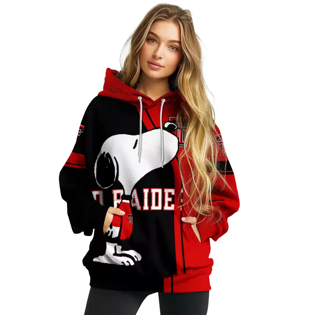 texas tech red raiders playful snoopy red hoodie high quality texas tech red raiders playful snoopy red hoodie high quality