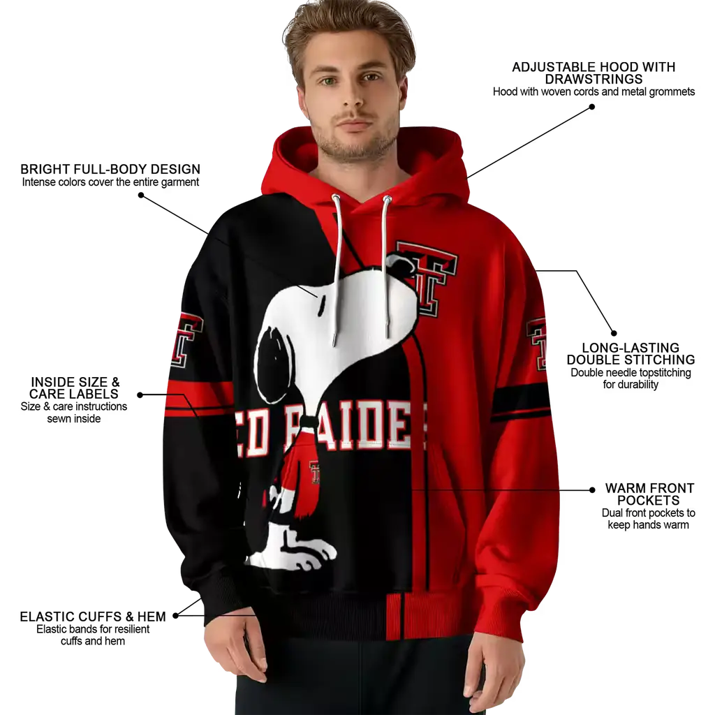 texas tech red raiders playful snoopy red hoodie latest model texas tech red raiders playful snoopy red hoodie latest model