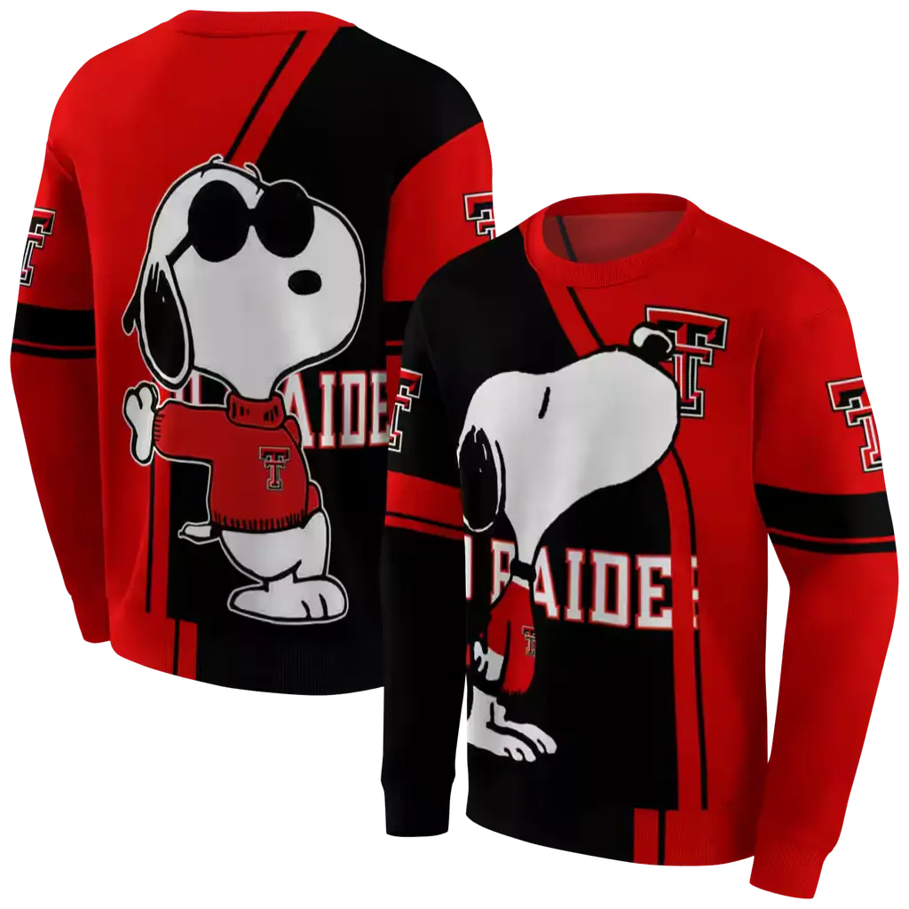 texas tech red raiders playful snoopy red hoodie premium grade texas tech red raiders playful snoopy red hoodie premium grade