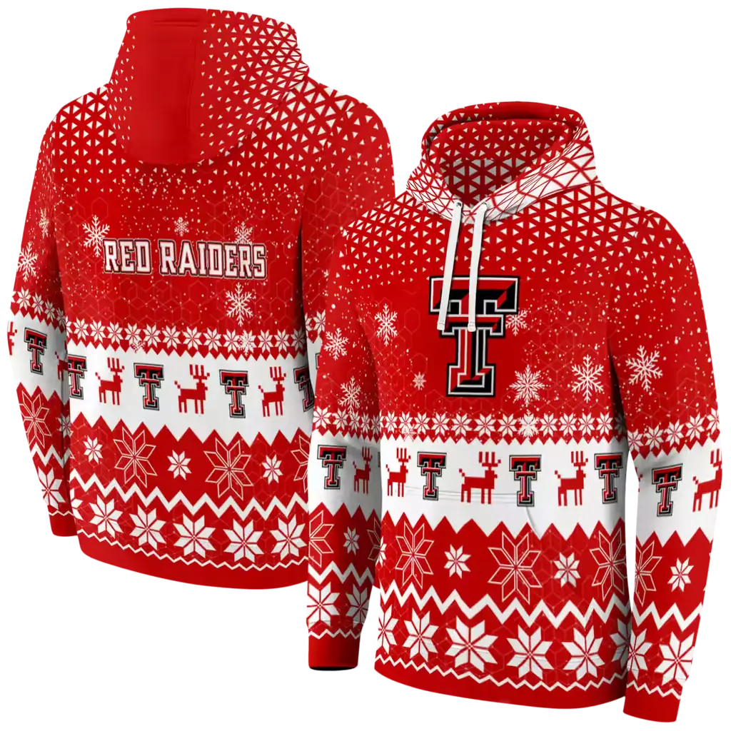 texas tech red raiders reindeer motif red hoodie fashion forward texas tech red raiders reindeer motif red hoodie fashion forward