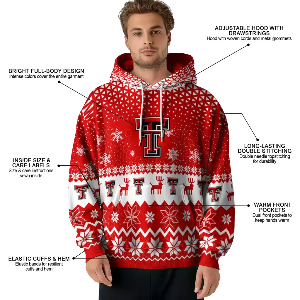 texas tech red raiders reindeer motif red hoodie latest model texas tech red raiders reindeer motif red hoodie latest model