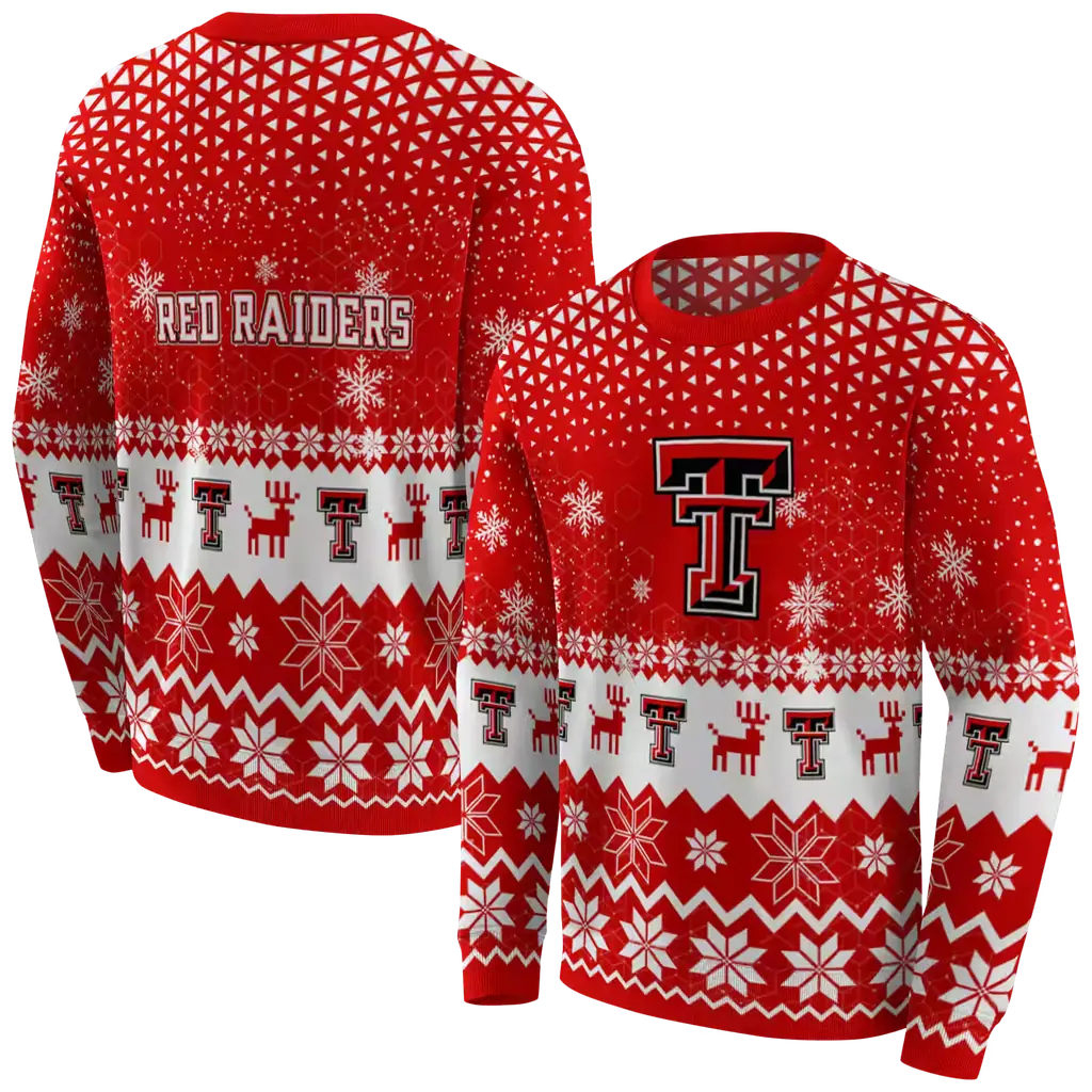 texas tech red raiders reindeer motif red hoodie premium grade texas tech red raiders reindeer motif red hoodie premium grade