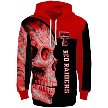 texas tech red raiders skull motif red black hoodie best selling