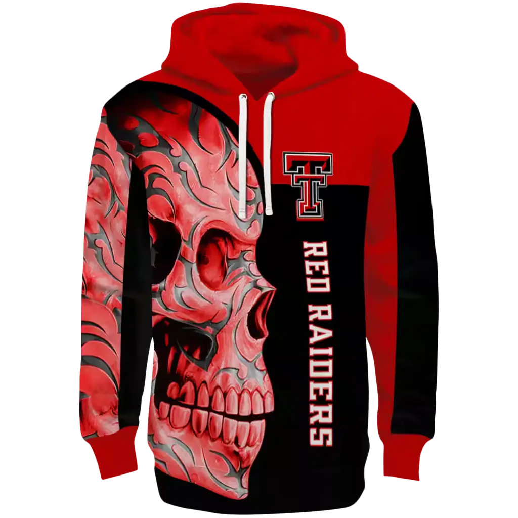 texas tech red raiders skull motif red black hoodie best selling texas tech red raiders skull motif red black hoodie best selling