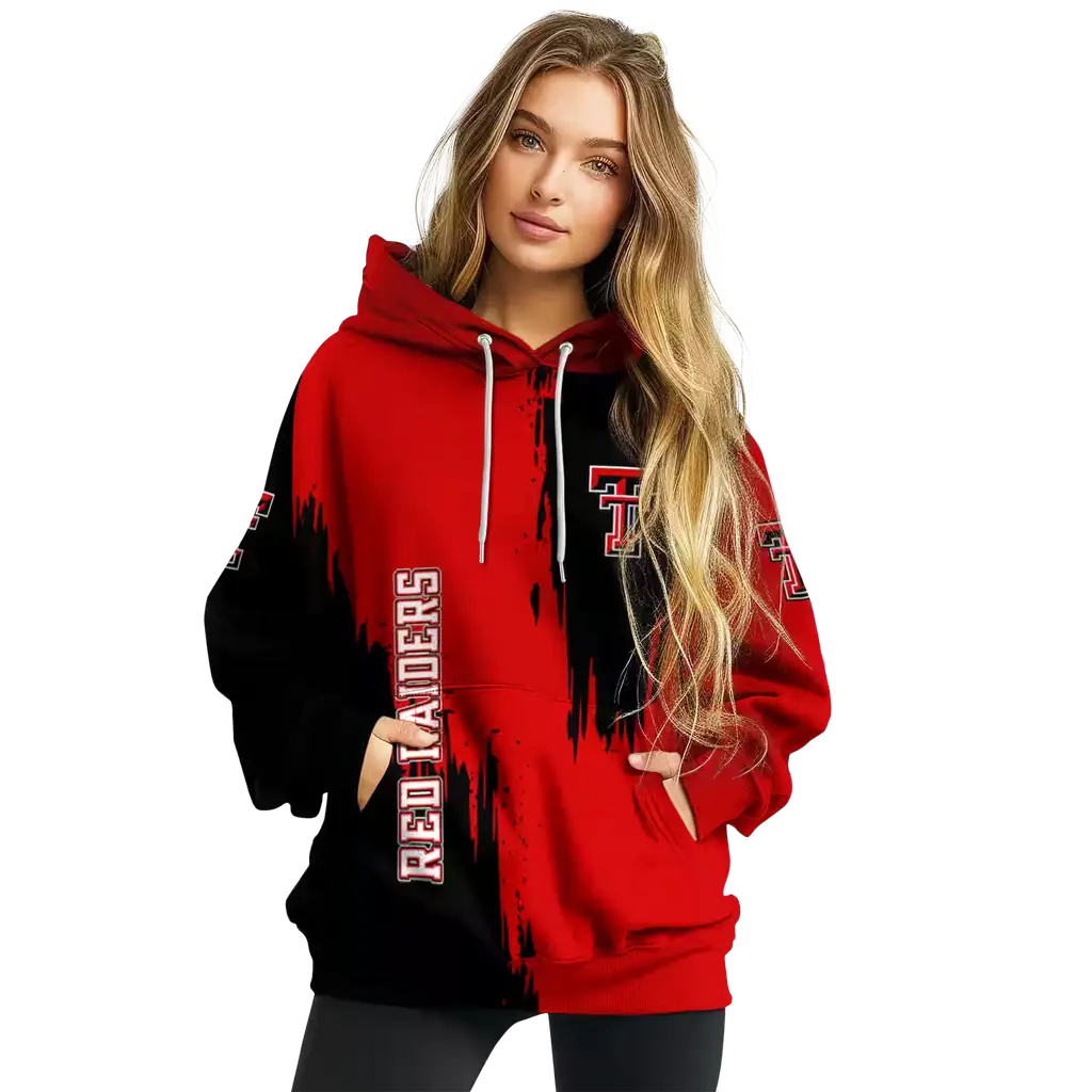 texas tech red raiders splatter effect red hoodie high quality texas tech red raiders splatter effect red hoodie high quality