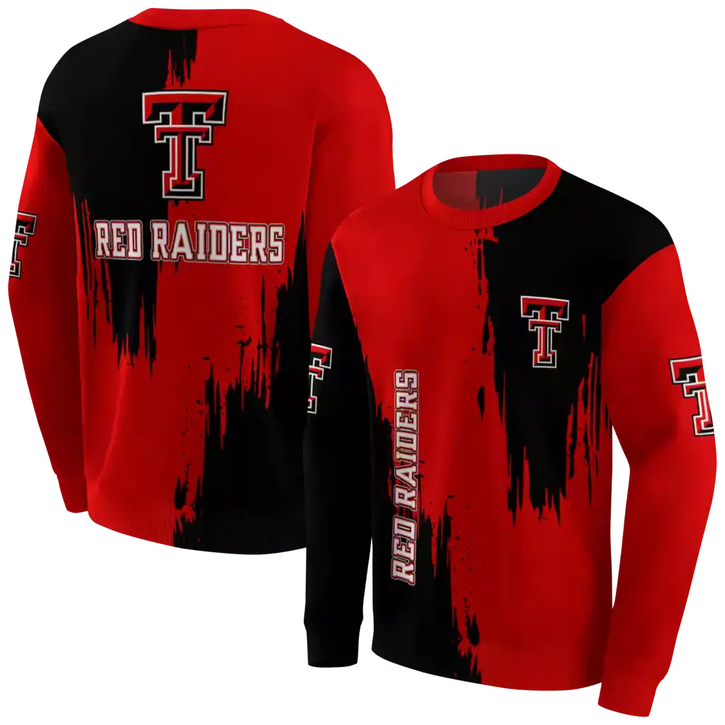 texas tech red raiders splatter effect red hoodie premium grade texas tech red raiders splatter effect red hoodie premium grade