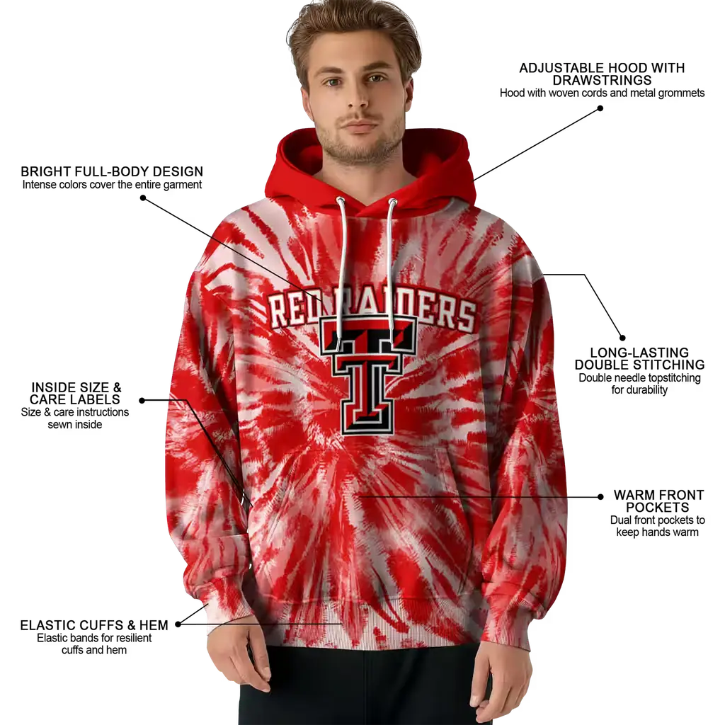 texas tech red raiders tie dye pattern red hoodie latest model texas tech red raiders tie dye pattern red hoodie latest model