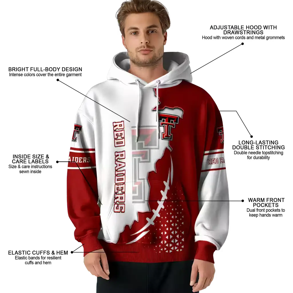texas tech red raiders triangular pattern red white hoodie latest model texas tech red raiders triangular pattern red white hoodie latest model