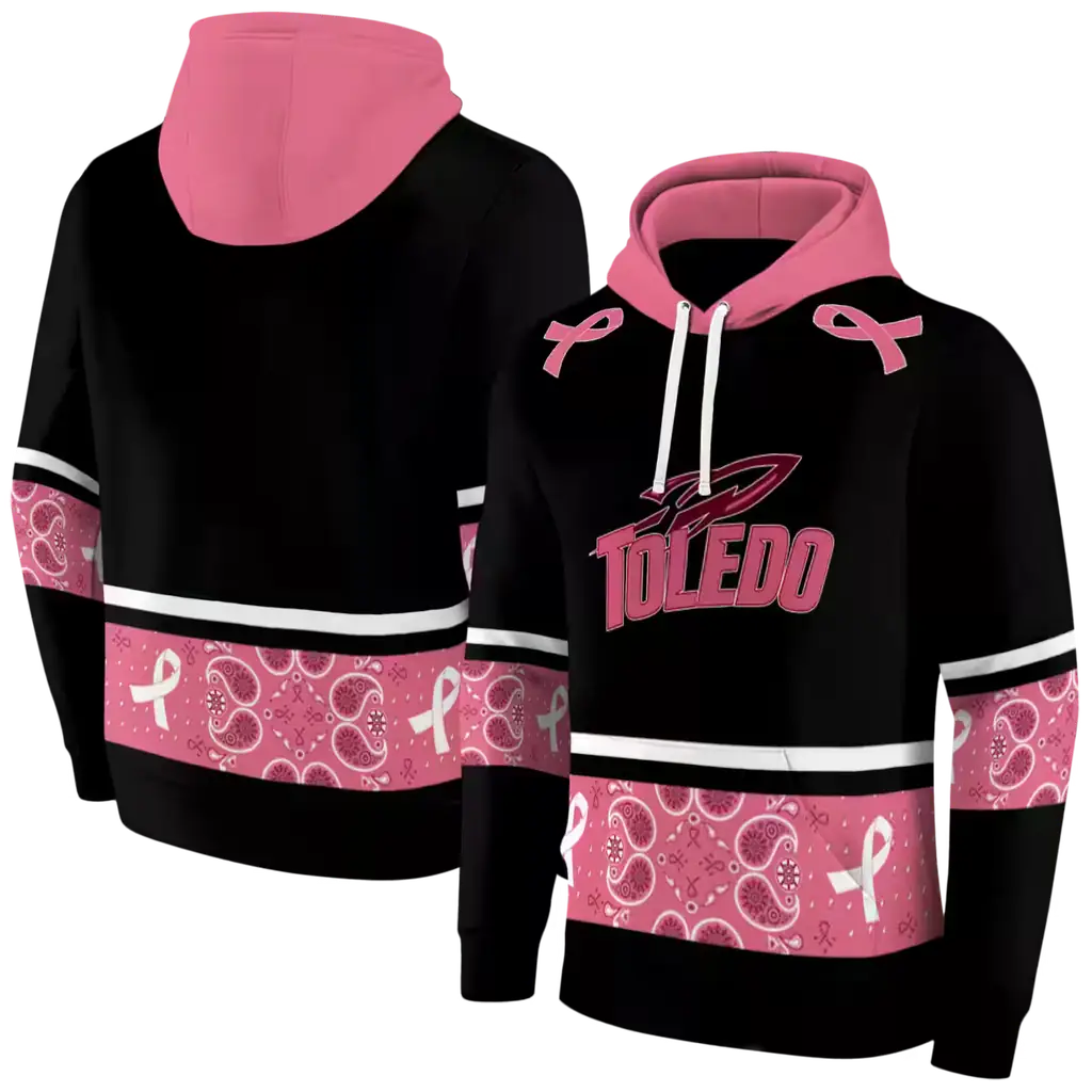 toledo rockets awareness ribbon black pink hoodie fashion forward toledo rockets awareness ribbon black pink hoodie fashion forward