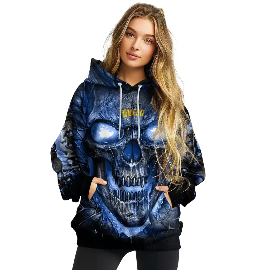 toledo rockets demonic skull blue black hoodie high quality toledo rockets demonic skull blue black hoodie high quality