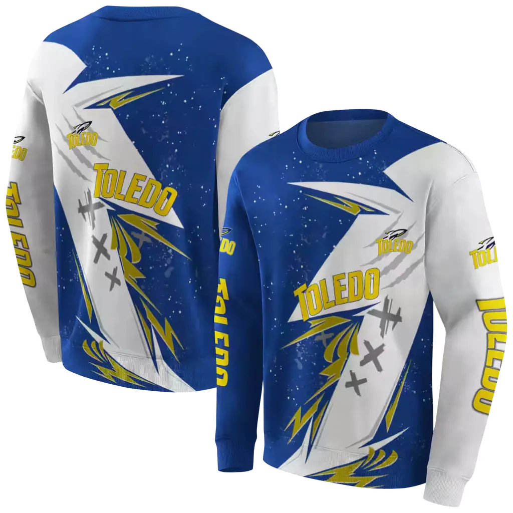 toledo rockets dynamic slash blue white hoodie premium grade toledo rockets dynamic slash blue white hoodie premium grade