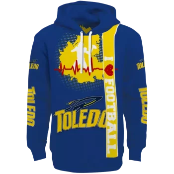 toledo rockets football heartbeat blue hoodie best selling