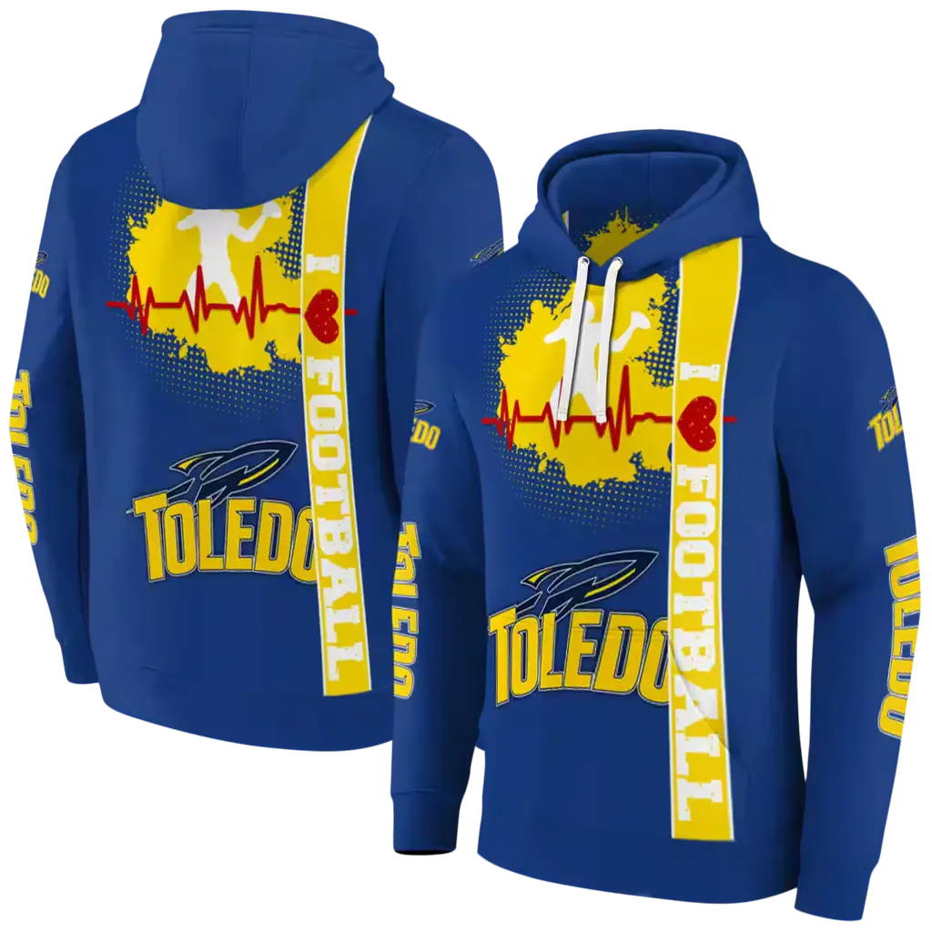 toledo rockets football heartbeat blue hoodie fashion forward toledo rockets football heartbeat blue hoodie fashion forward