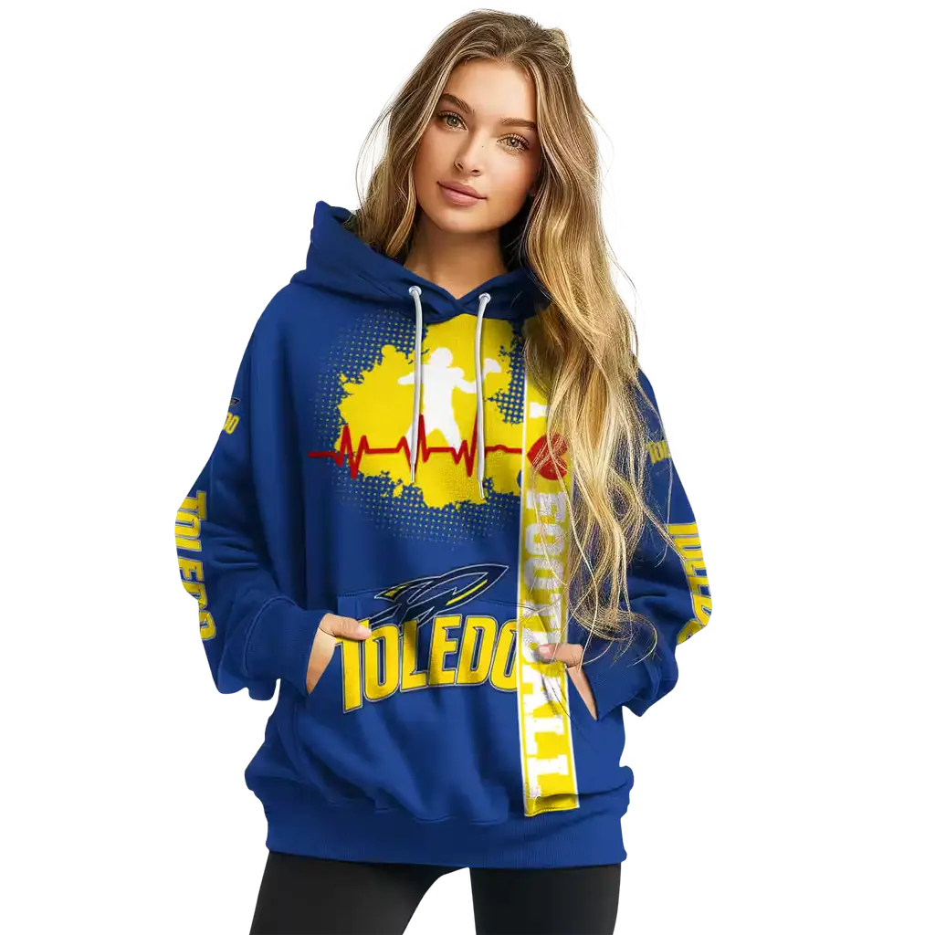 toledo rockets football heartbeat blue hoodie high quality toledo rockets football heartbeat blue hoodie high quality