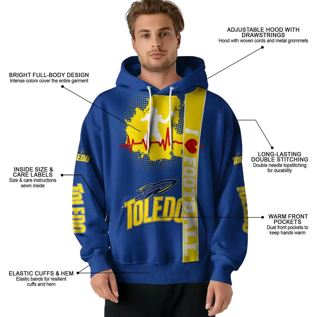 toledo rockets football heartbeat blue hoodie latest model toledo rockets football heartbeat blue hoodie latest model