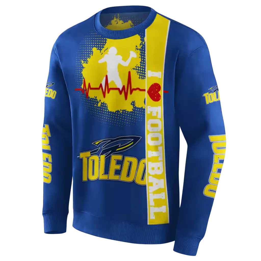 toledo rockets football heartbeat blue hoodie new arrival toledo rockets football heartbeat blue hoodie new arrival