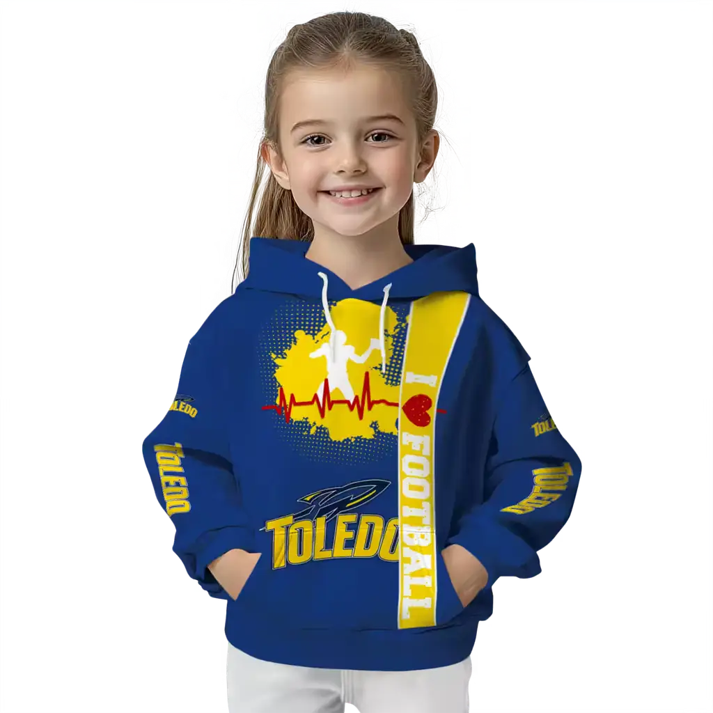toledo rockets football heartbeat blue hoodie top rated toledo rockets football heartbeat blue hoodie top rated