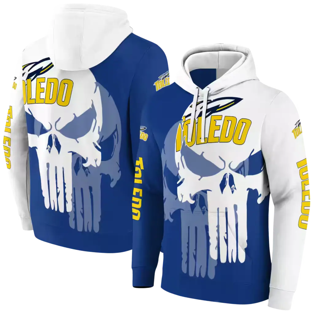 toledo rockets graphic punisher blue white hoodie fashion forward toledo rockets graphic punisher blue white hoodie fashion forward