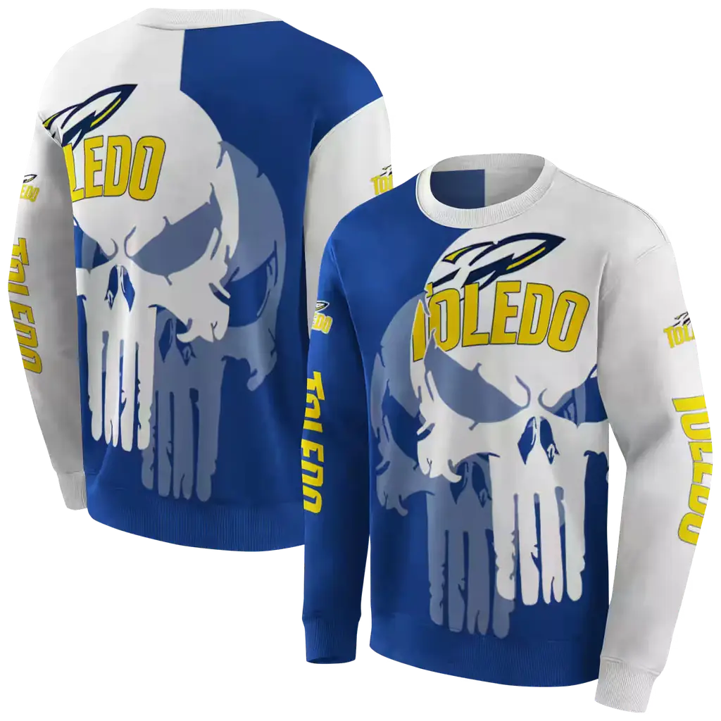 toledo rockets graphic punisher blue white hoodie premium grade toledo rockets graphic punisher blue white hoodie premium grade
