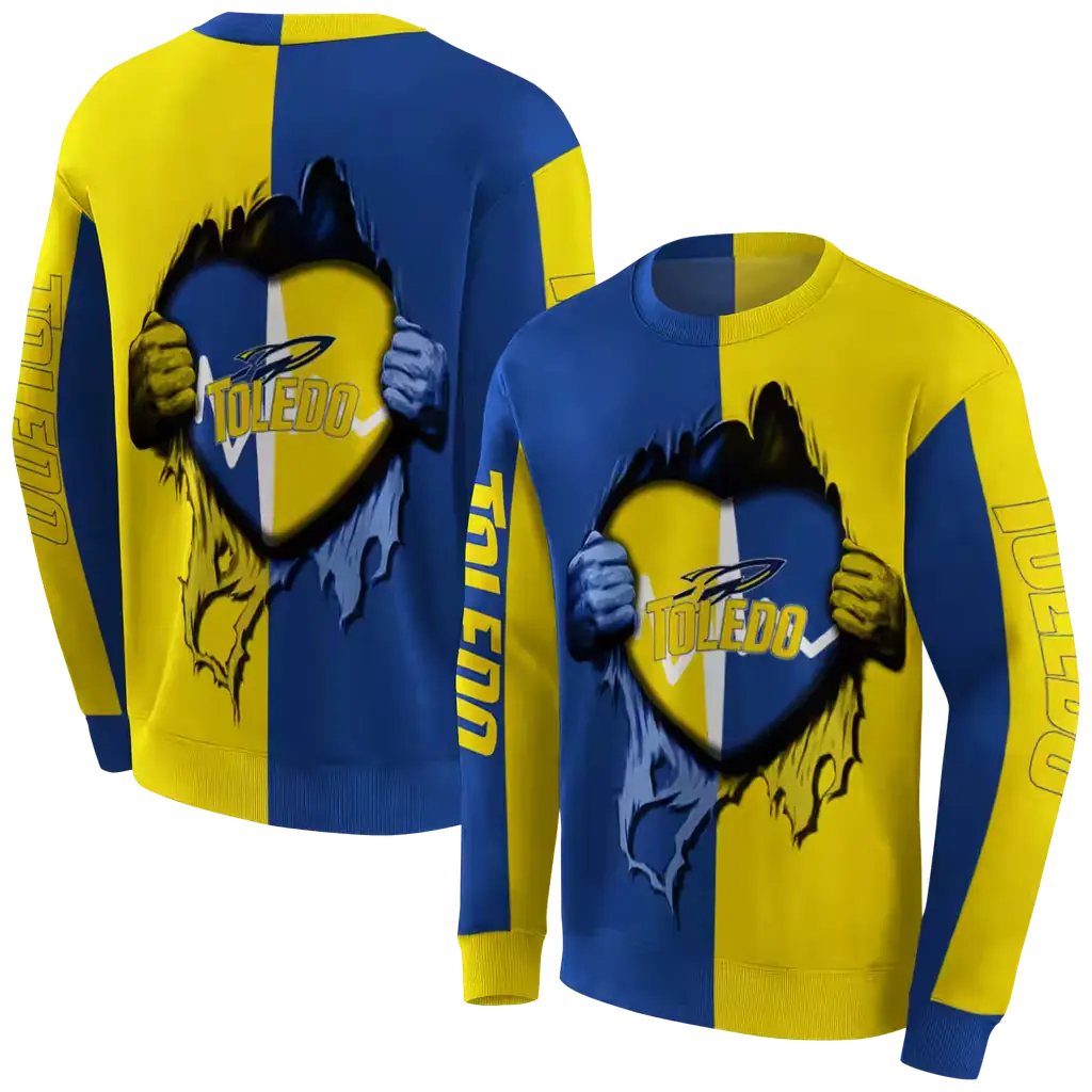 toledo rockets heartbeat graphic blue hoodie premium grade toledo rockets heartbeat graphic blue hoodie premium grade