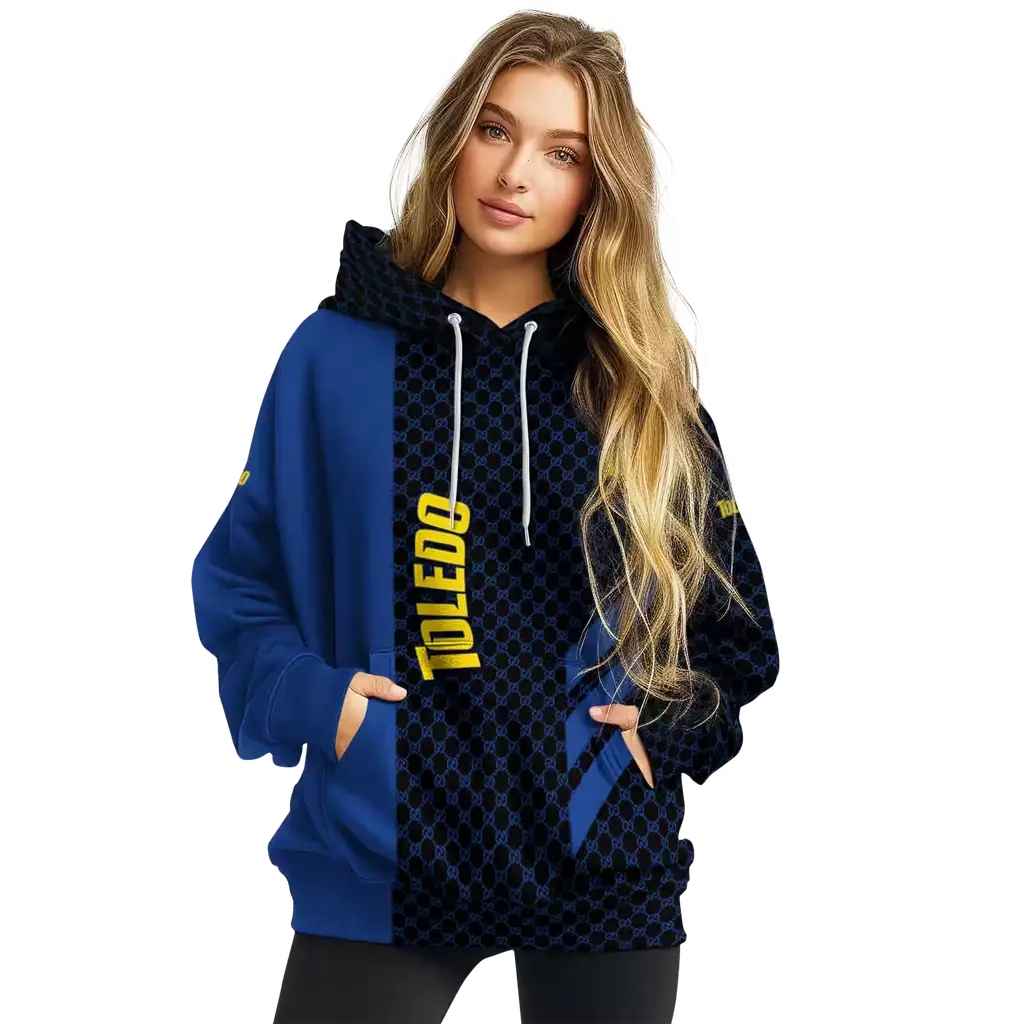 toledo rockets monogram pattern blue hoodie high quality toledo rockets monogram pattern blue hoodie high quality