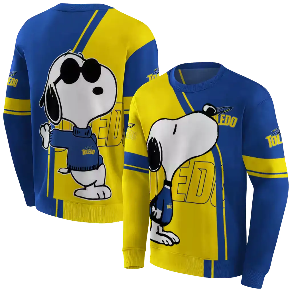 toledo rockets playful snoopy blue hoodie premium grade toledo rockets playful snoopy blue hoodie premium grade