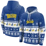 toledo rockets reindeer motif blue hoodie best selling