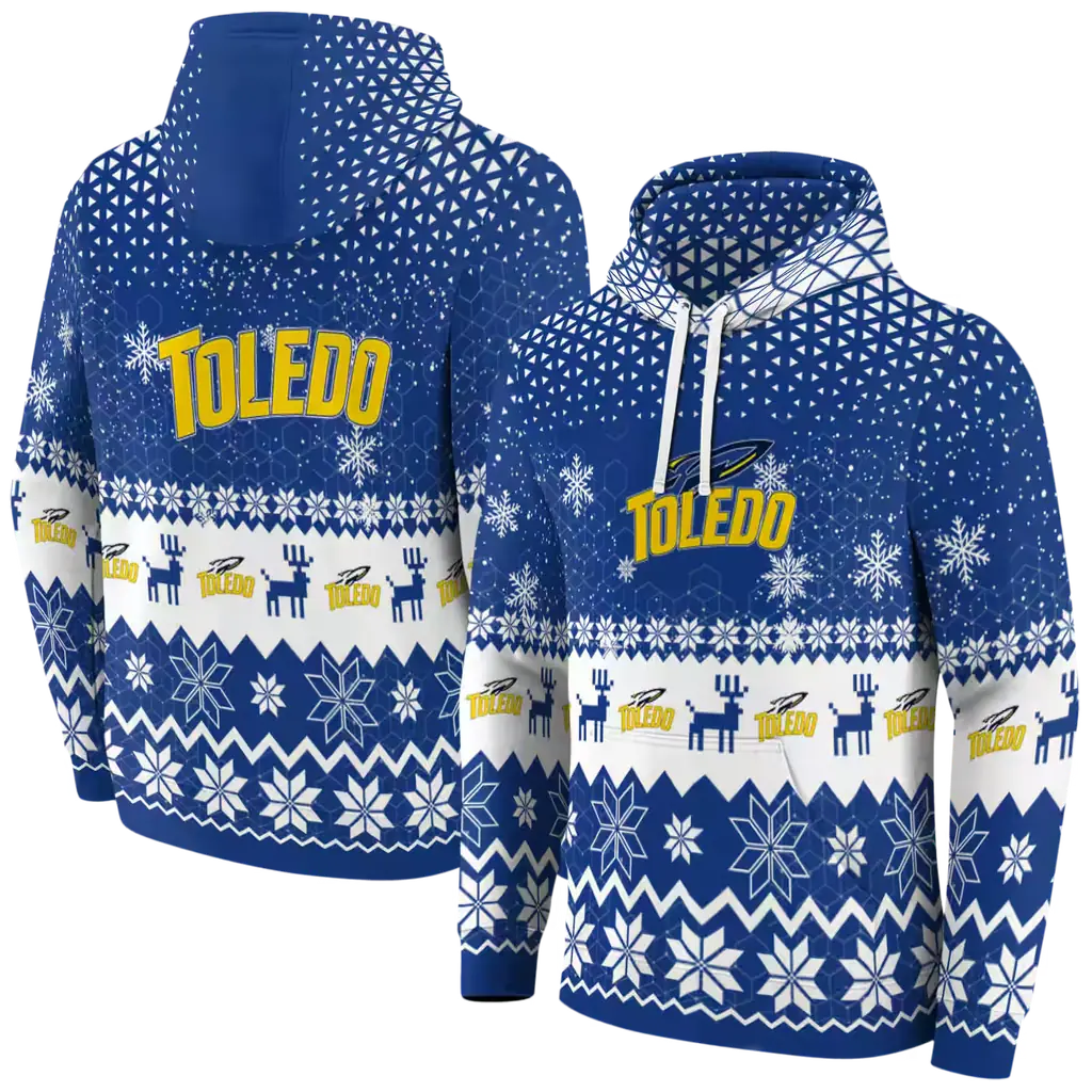toledo rockets reindeer motif blue hoodie fashion forward toledo rockets reindeer motif blue hoodie fashion forward