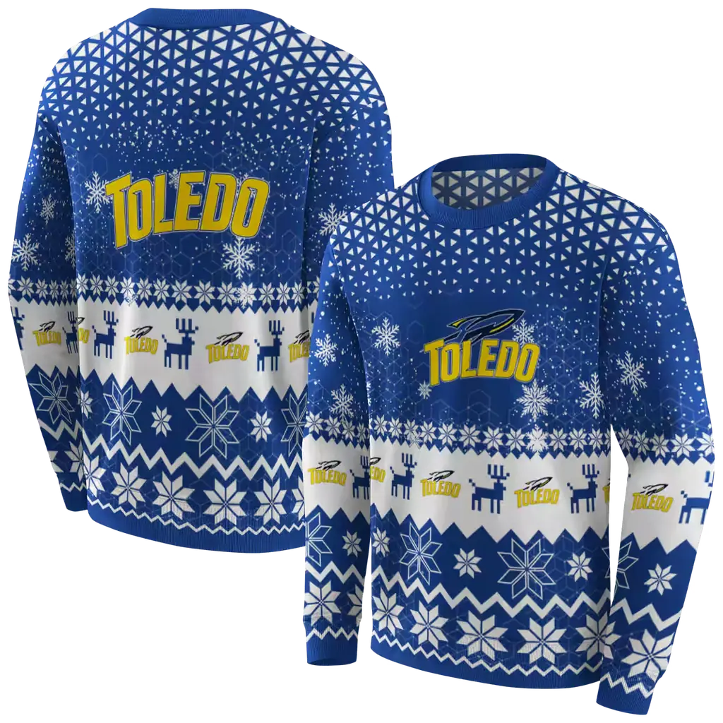 toledo rockets reindeer motif blue hoodie premium grade toledo rockets reindeer motif blue hoodie premium grade