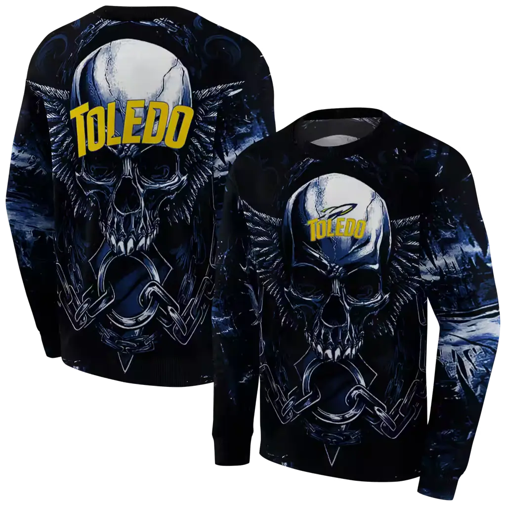 toledo rockets skull artwork blue black hoodie premium grade toledo rockets skull artwork blue black hoodie premium grade