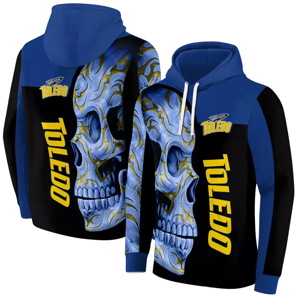 toledo rockets skull motif blue black hoodie fashion forward toledo rockets skull motif blue black hoodie fashion forward