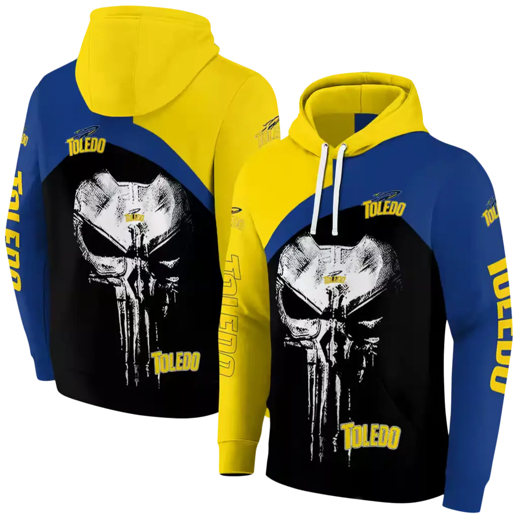 toledo rockets skull punisher gold black hoodie fashion forward toledo rockets skull punisher gold black hoodie fashion forward