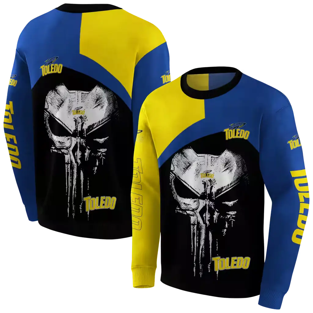 toledo rockets skull punisher gold black hoodie premium grade toledo rockets skull punisher gold black hoodie premium grade