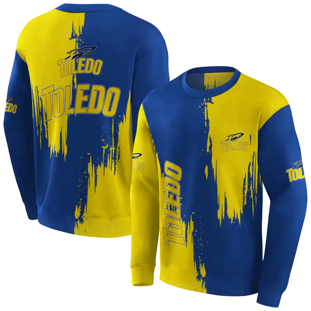 toledo rockets splatter effect blue hoodie premium grade toledo rockets splatter effect blue hoodie premium grade