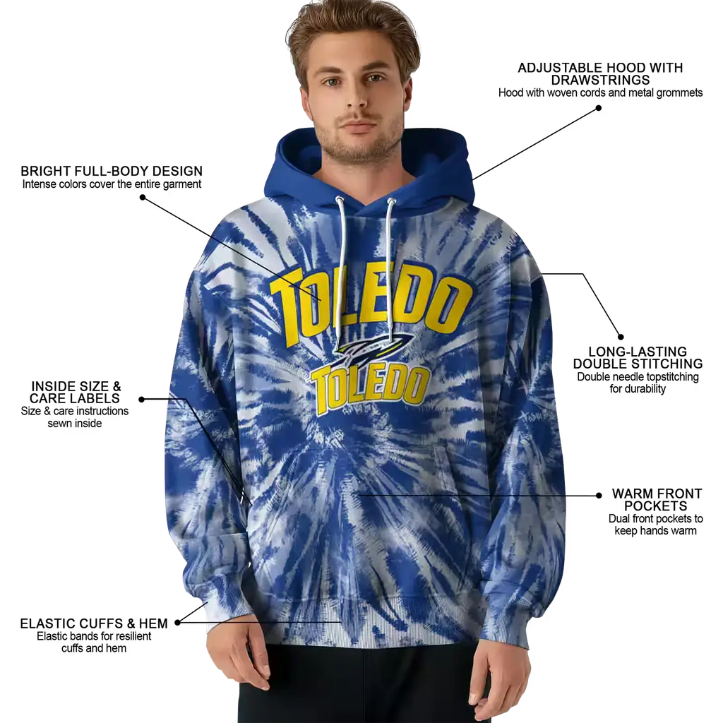 toledo rockets tie dye pattern blue hoodie latest model toledo rockets tie dye pattern blue hoodie latest model