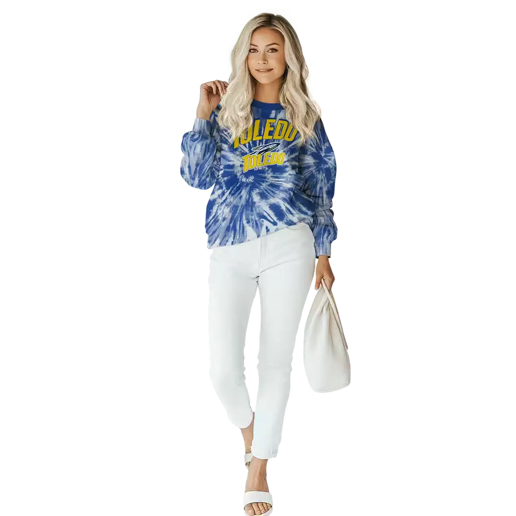 toledo rockets tie dye pattern blue hoodie trendy toledo rockets tie dye pattern blue hoodie trendy