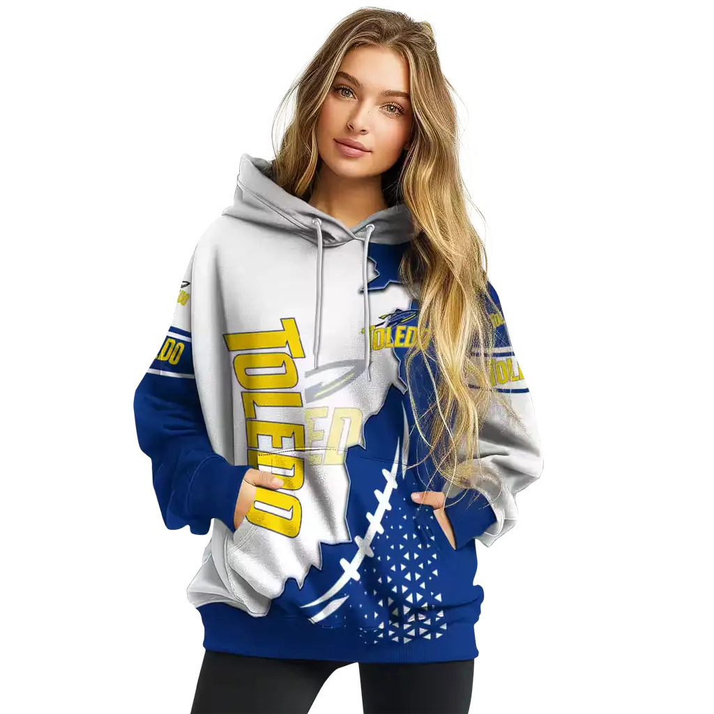 toledo rockets triangular pattern blue white hoodie high quality toledo rockets triangular pattern blue white hoodie high quality