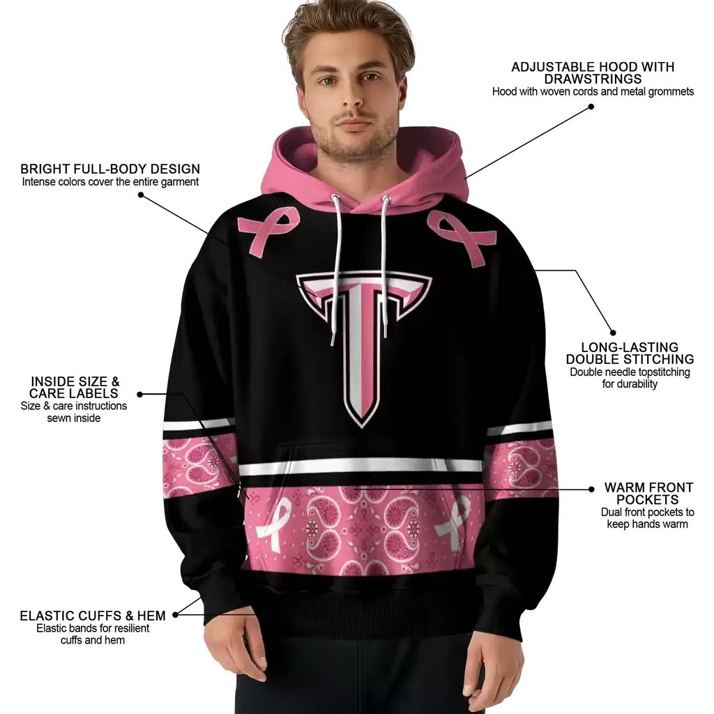 troy trojans awareness ribbon black pink hoodie latest model troy trojans awareness ribbon black pink hoodie latest model