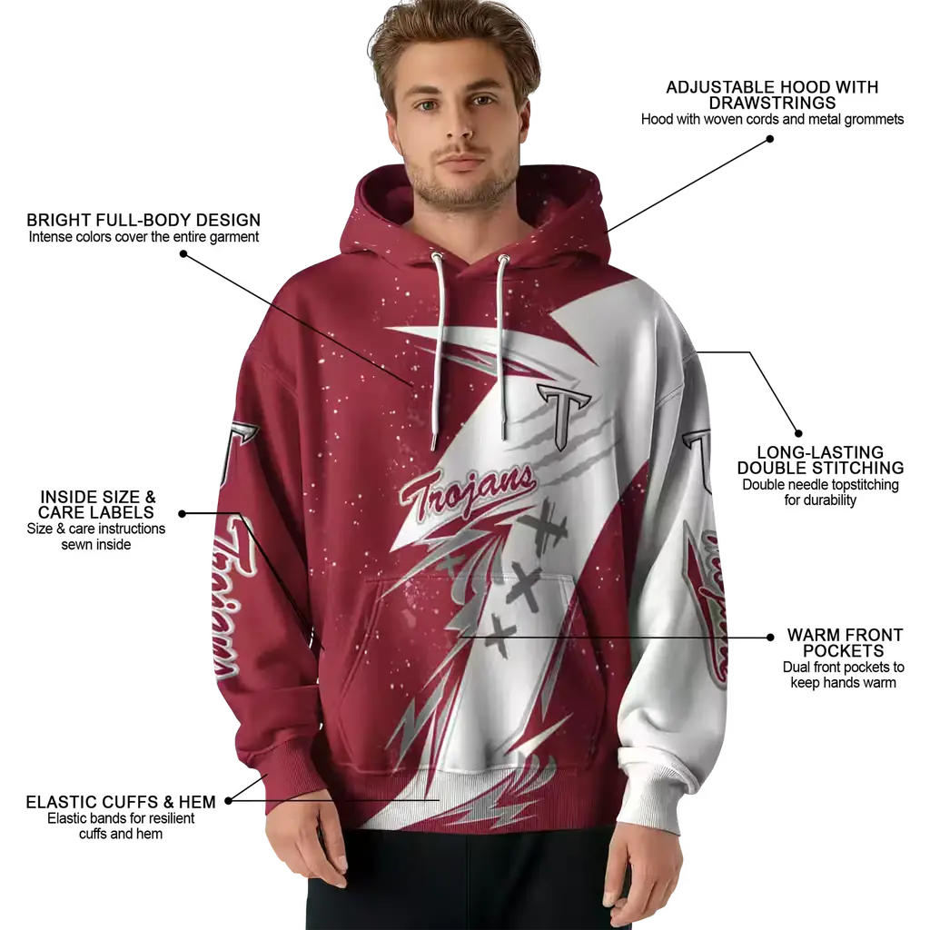 troy trojans dynamic slash red white hoodie latest model troy trojans dynamic slash red white hoodie latest model