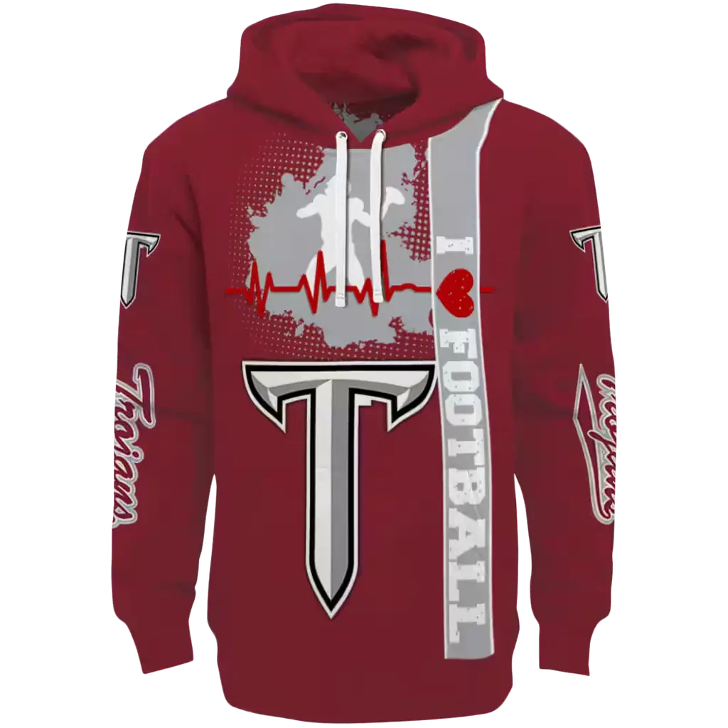 troy trojans football heartbeat red hoodie best selling troy trojans football heartbeat red hoodie best selling