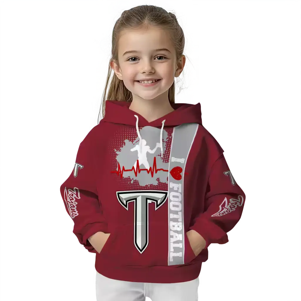 troy trojans football heartbeat red hoodie top rated troy trojans football heartbeat red hoodie top rated
