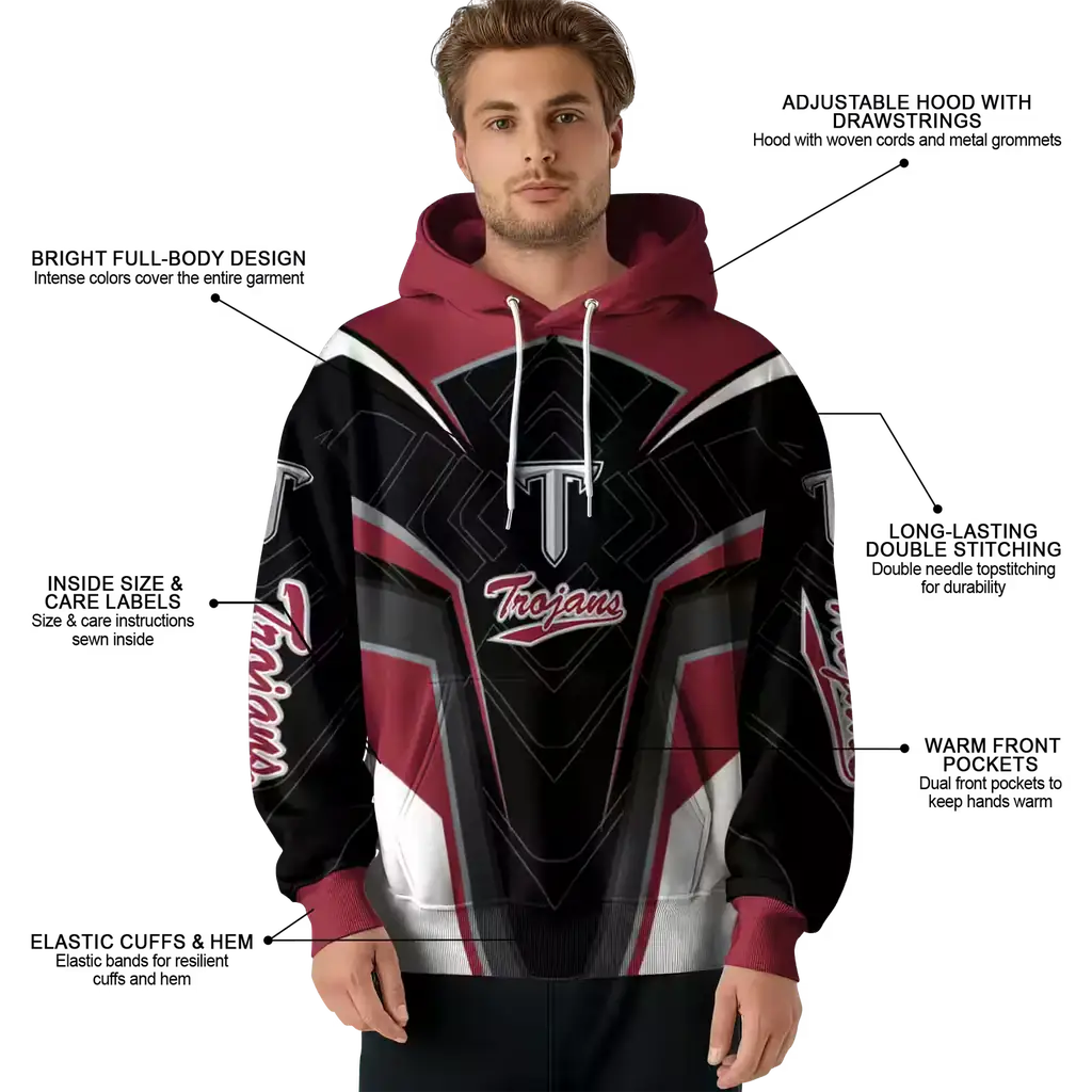 troy trojans futuristic pattern red black hoodie latest model troy trojans futuristic pattern red black hoodie latest model