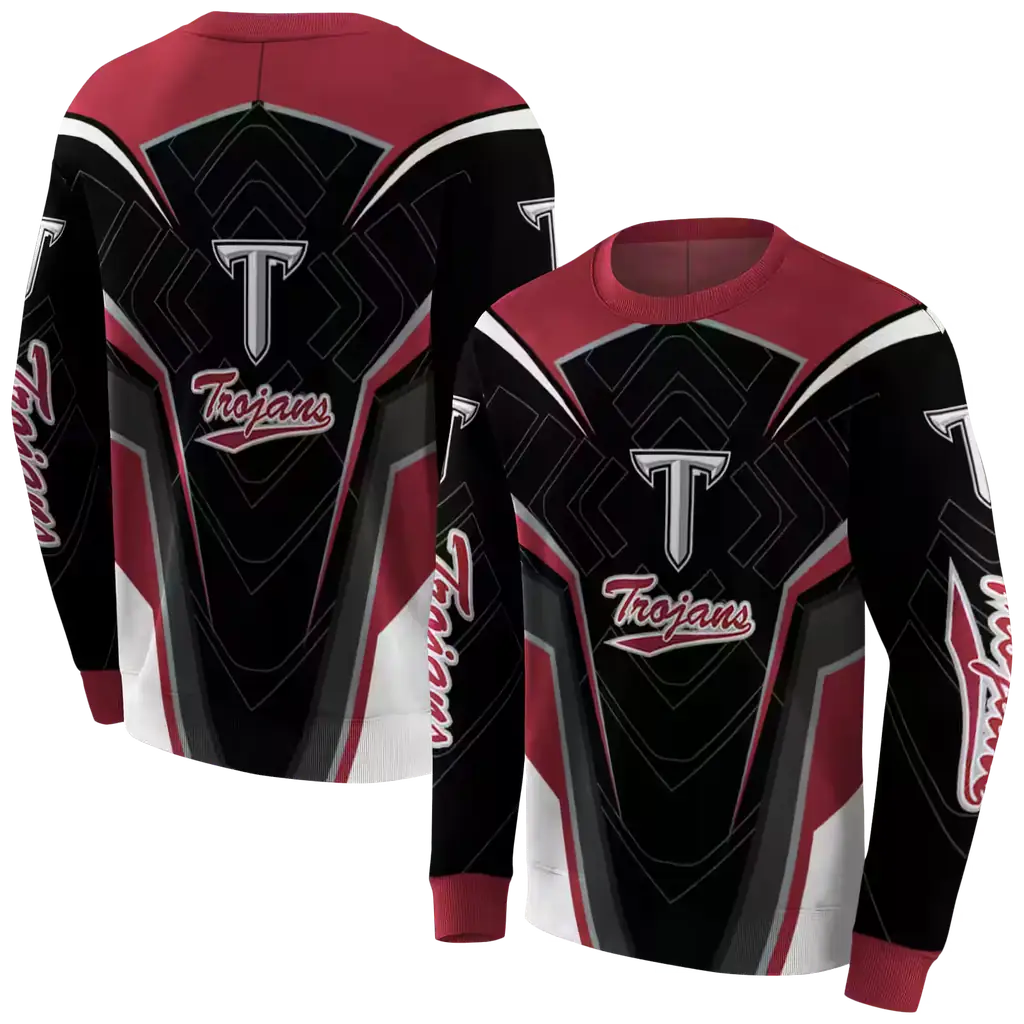 troy trojans futuristic pattern red black hoodie premium grade troy trojans futuristic pattern red black hoodie premium grade