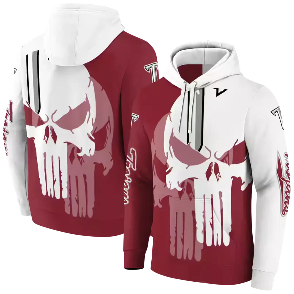 troy trojans graphic punisher red white hoodie fashion forward troy trojans graphic punisher red white hoodie fashion forward