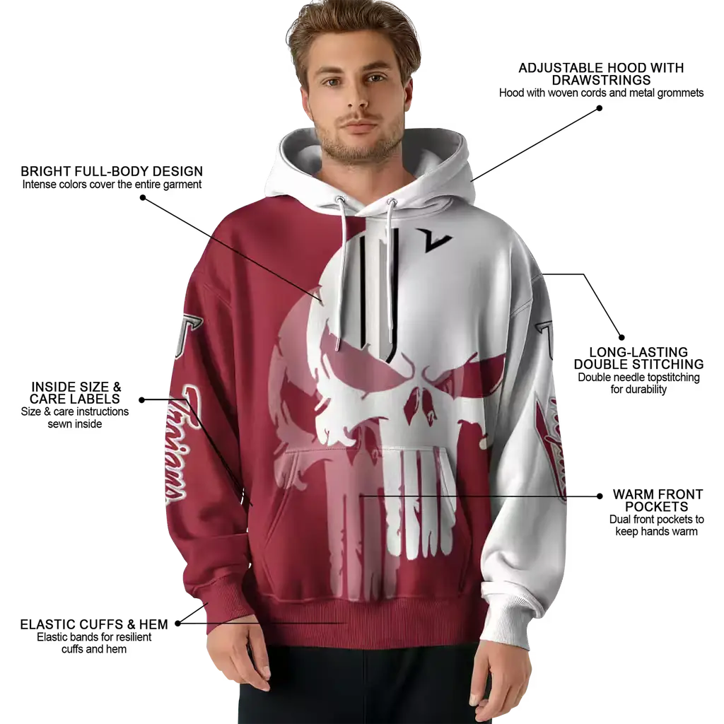 troy trojans graphic punisher red white hoodie latest model troy trojans graphic punisher red white hoodie latest model