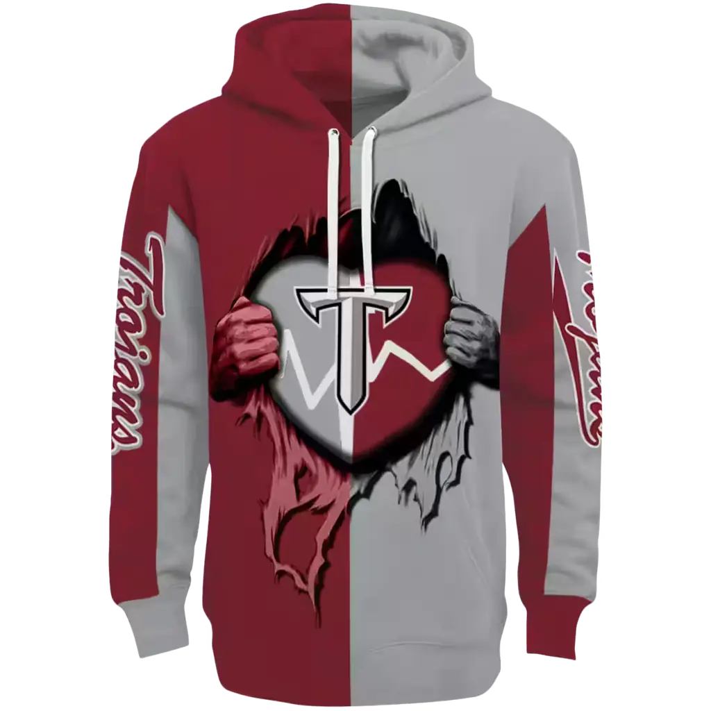 troy trojans heartbeat graphic red hoodie best selling troy trojans heartbeat graphic red hoodie best selling