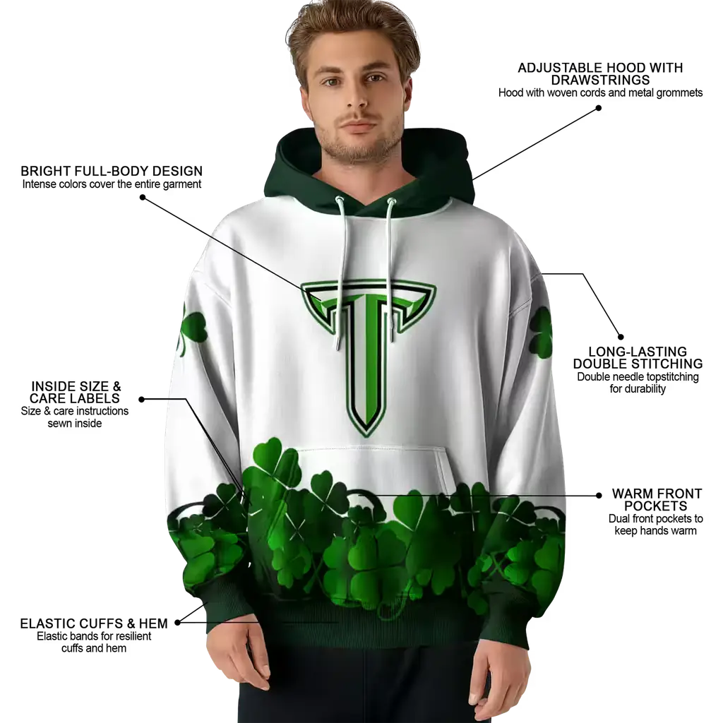 troy trojans lucky motif white green hoodie latest model troy trojans lucky motif white green hoodie latest model